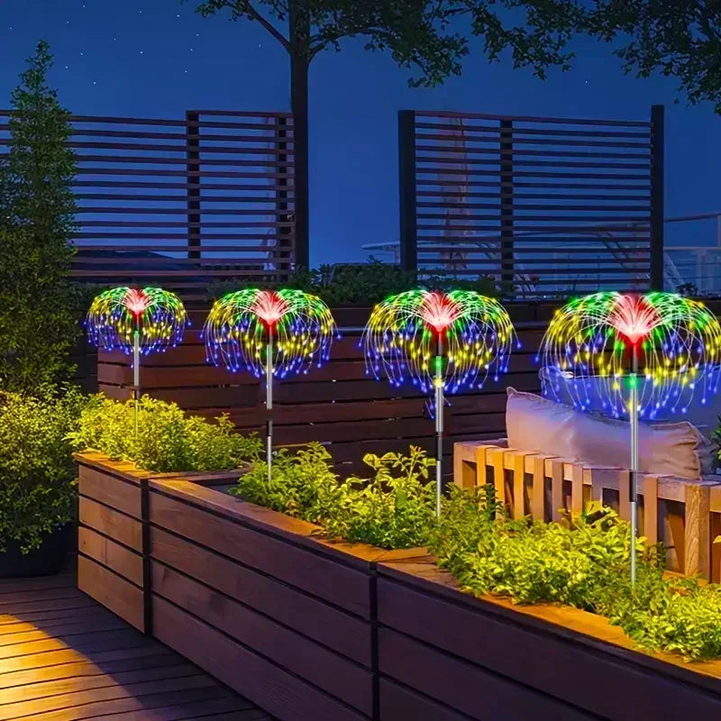 60 LEDs Solar Firework Lights Waterproof Garden And Pathway
