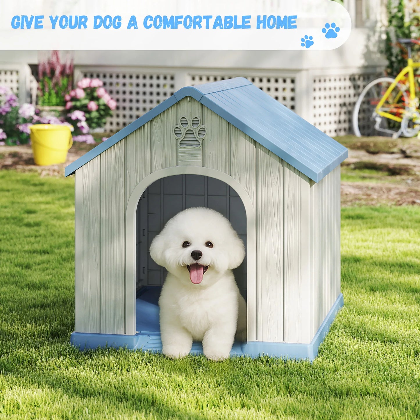 Weatherproof Plastic Dog House For Indoor Outdoor Pet Shelter