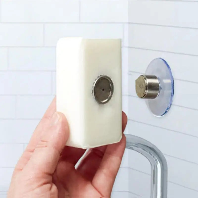 Suction Cup Soap Rack With Magnet Wall Mount For Bathroom