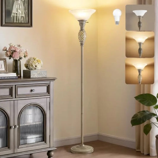 Torchiere Floor Lamp With Night Light Victorian Style