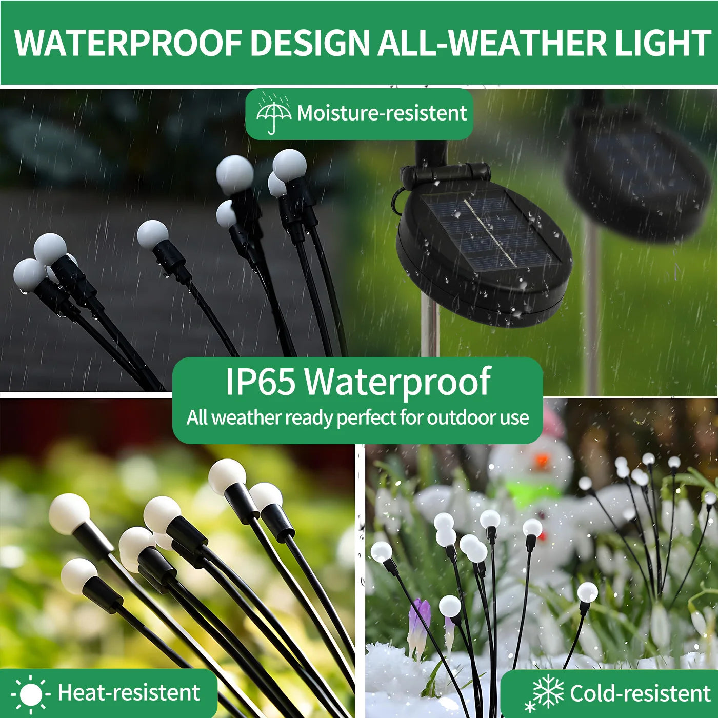 8-Head Solar Firefly Lights LED Outdoor Garden Pathway Lights Waterproof
