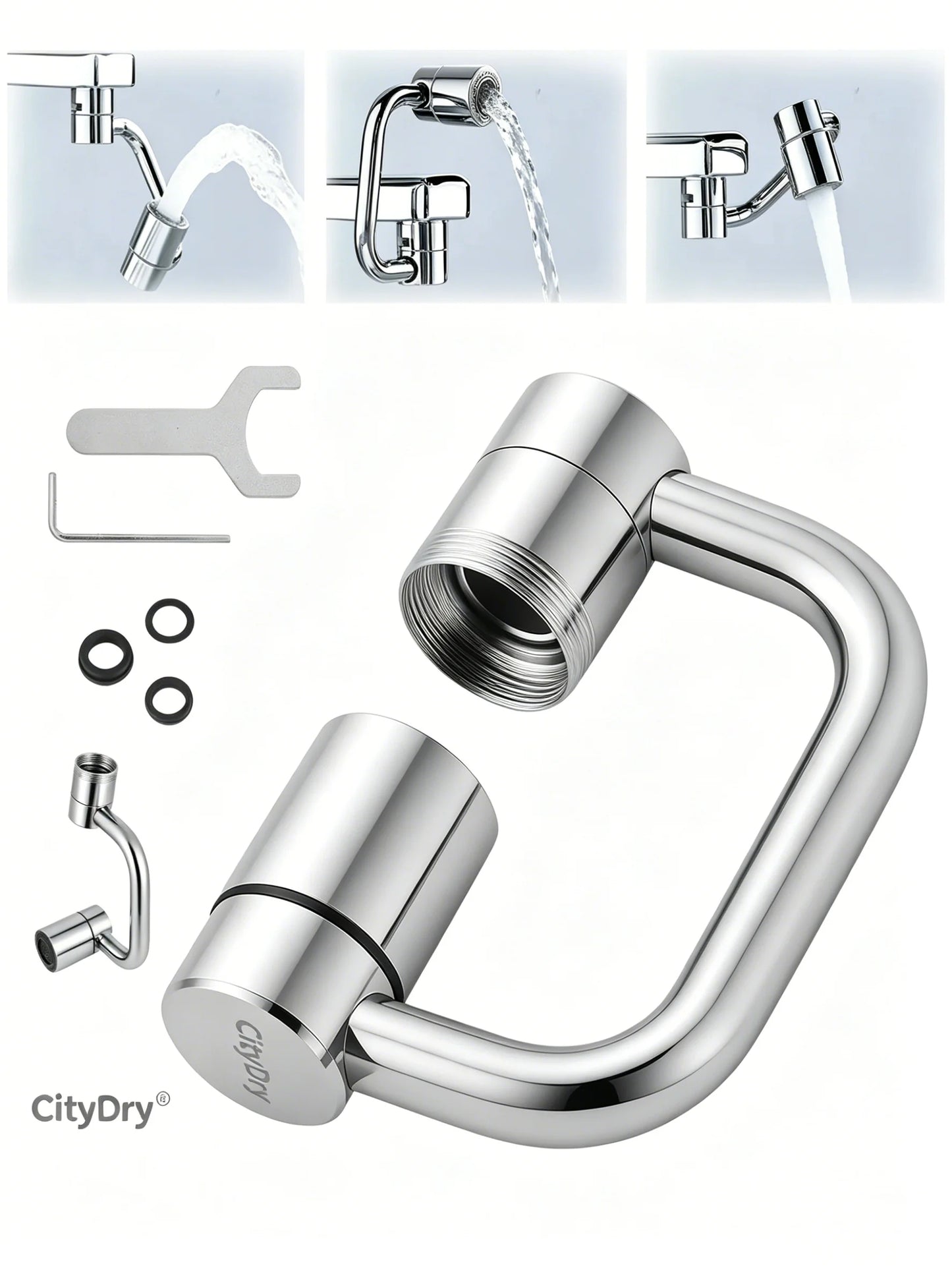 Universal Rotatable Kitchen Faucet Extender Stainless Steel Aerator Dual Mode