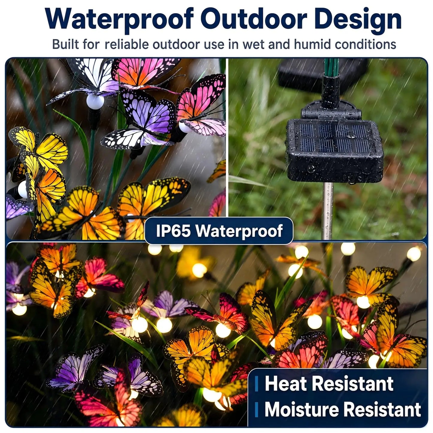 Solar Butterfly Garden Lights 2 Pack Upgraded Swaying LED Pathway