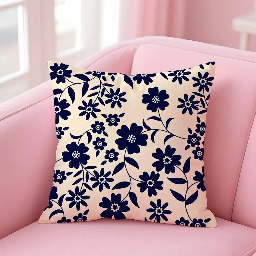 Pastoral Floral Cushion Cover With Concealed Zipper Polyester Cotton