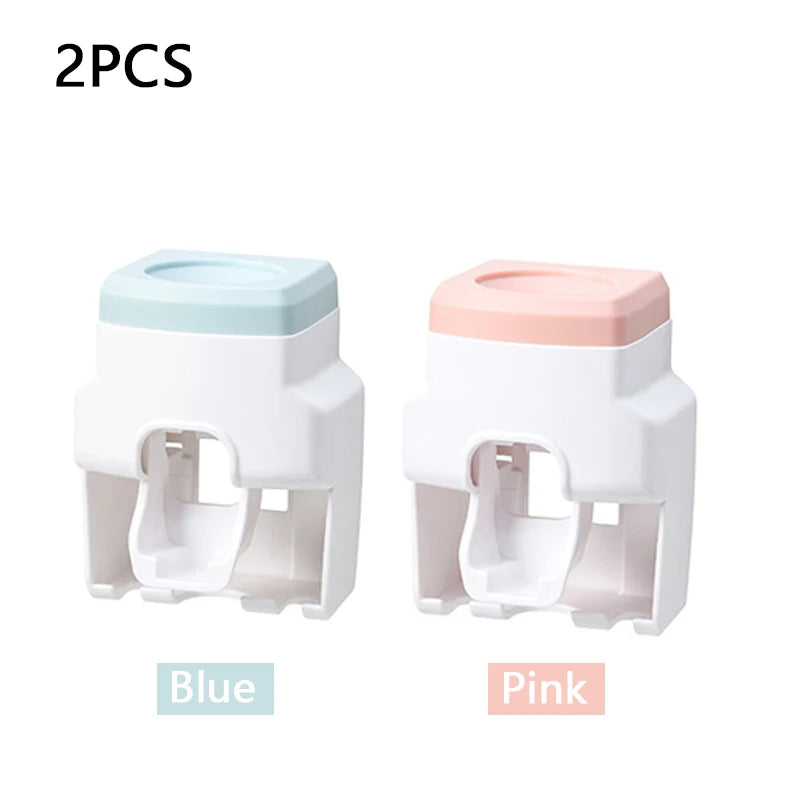 Automatic Toothpaste Dispenser And Wall Mount Toothbrush Holder Gadget
