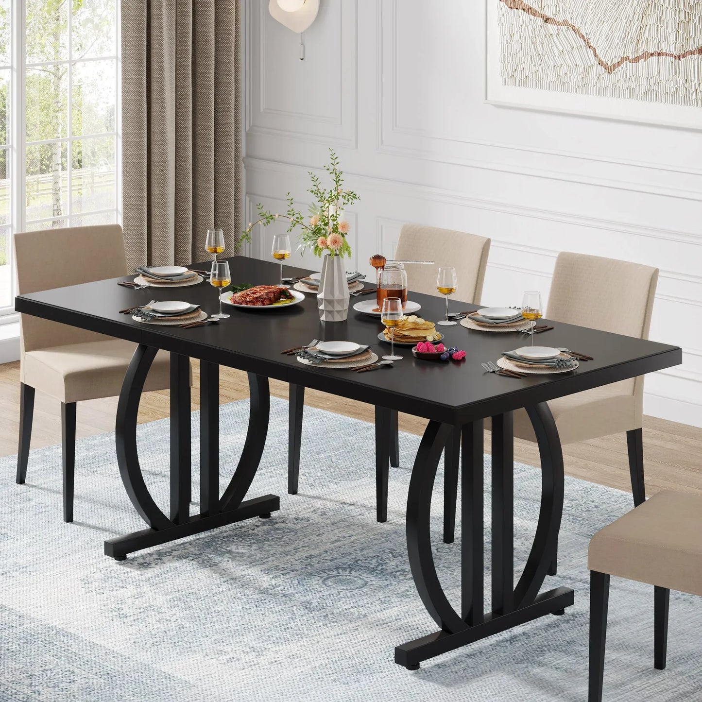 Tribesigns Modern Heavy Duty Metal Frame Industrial Dining Kitchen Table, No Chairs