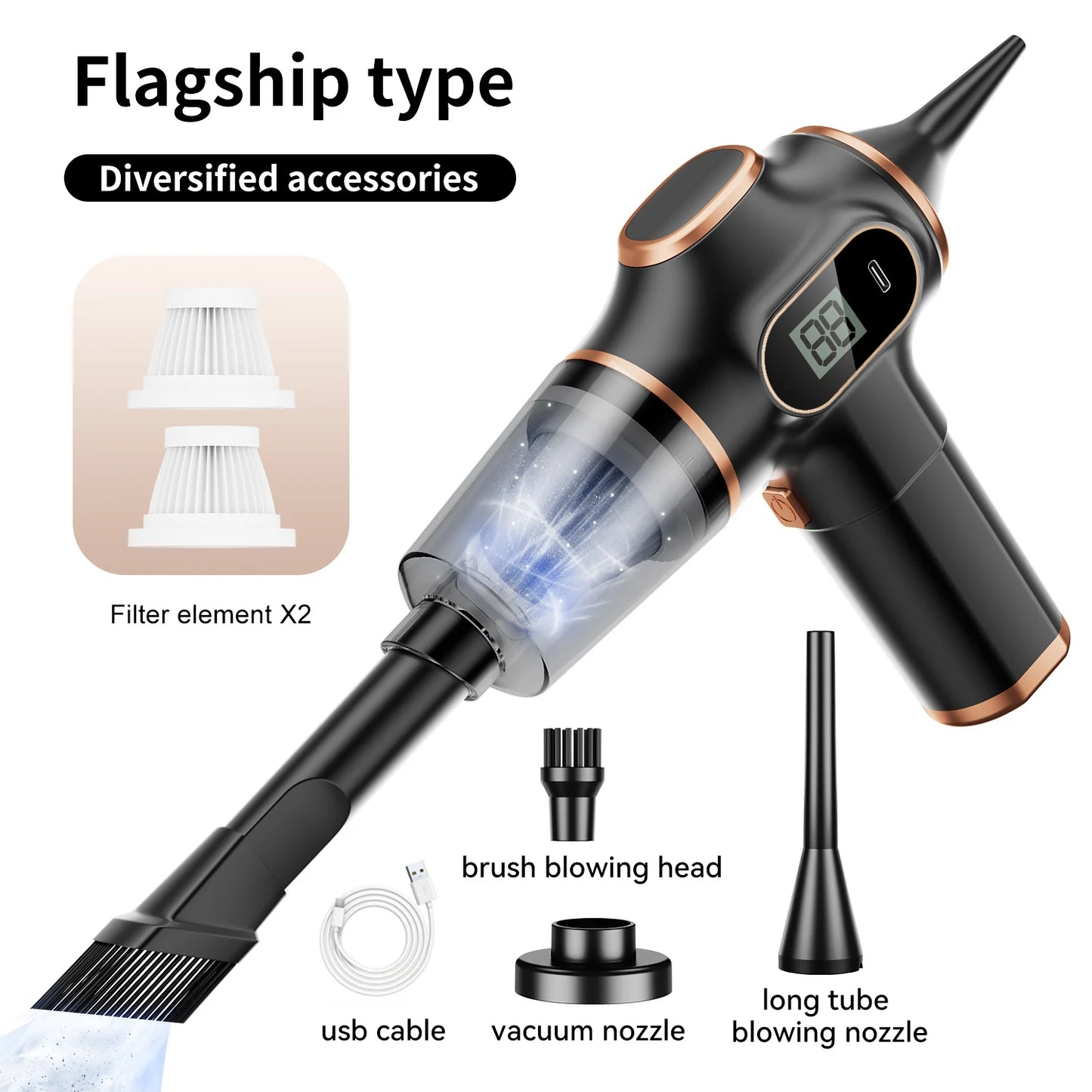 Wireless Car Vacuum Cleaner Portable HEPA Dust Collector