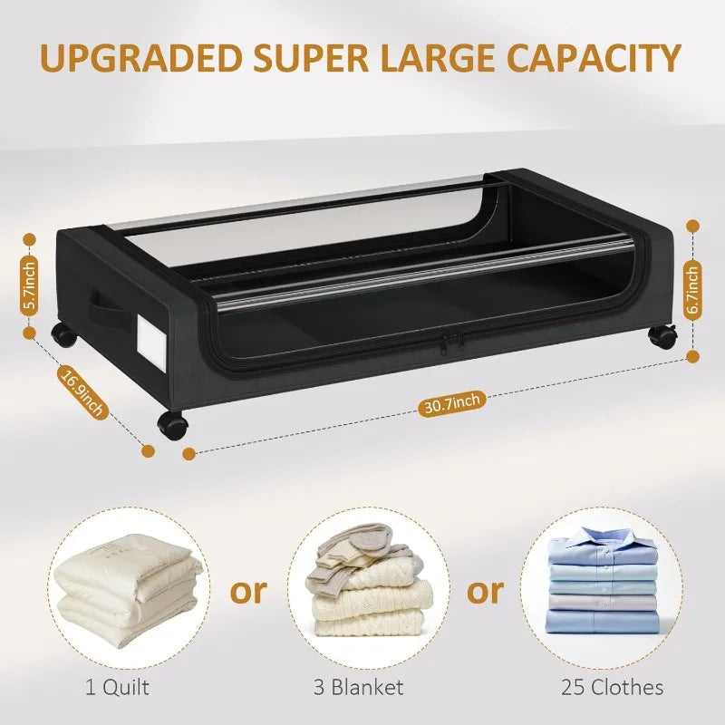 Under Bed Storage Containers 4 Pack With Smooth Rolling Wheels