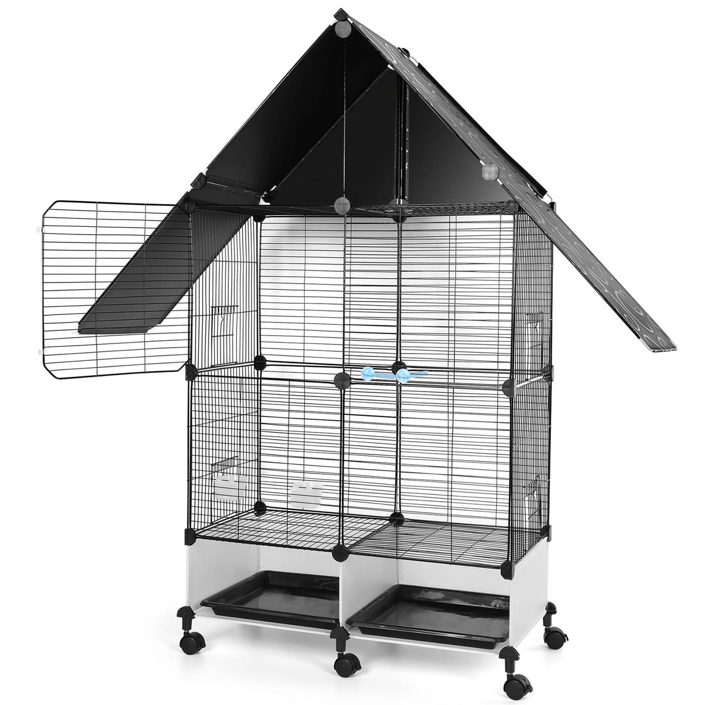 Bird Villa Two Tier Iron Cage With Rolling Stand Lock