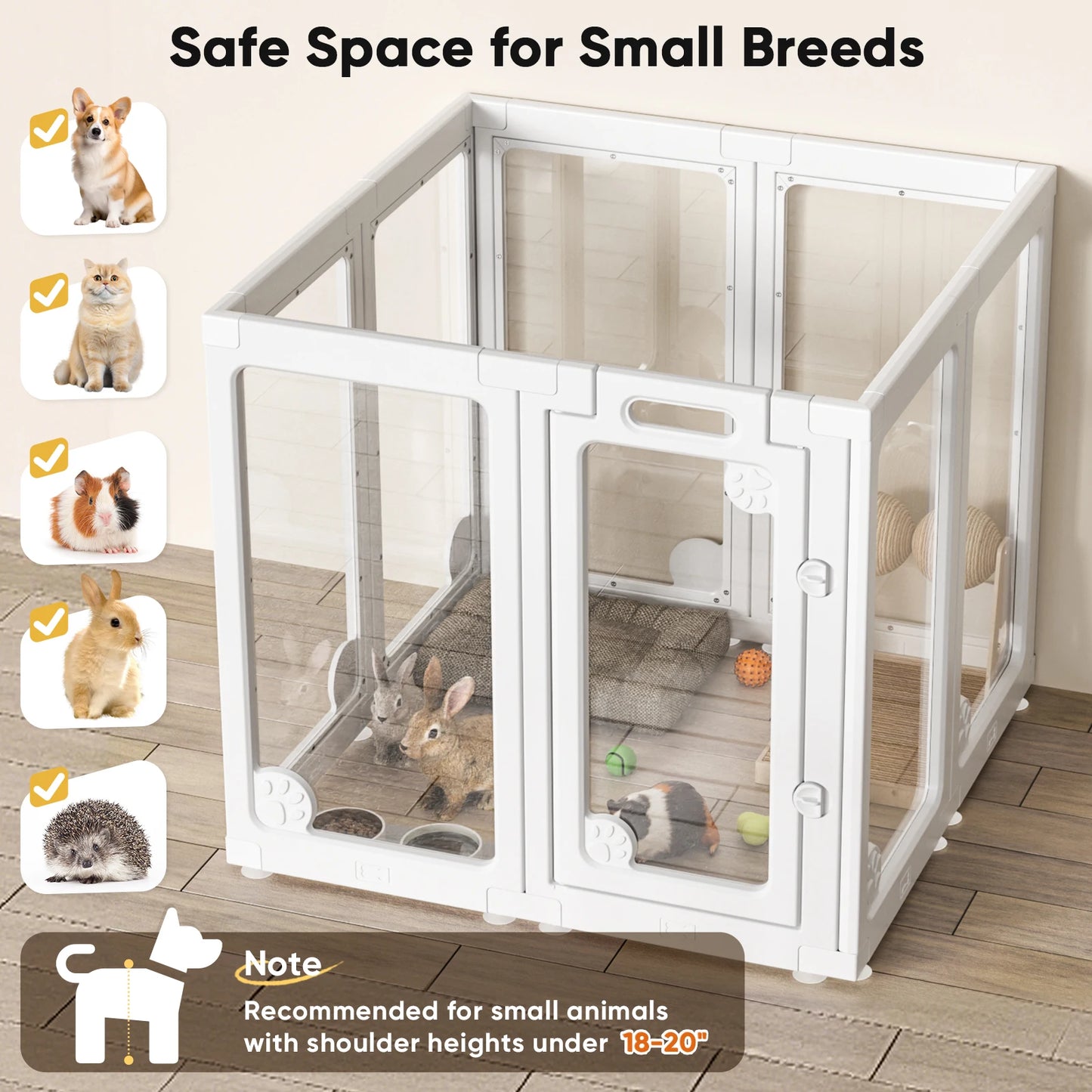 Jetting Clear Acrylic Dog Play Pen Indoor Puppy Fence Door