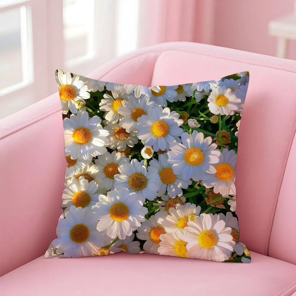Pastoral Floral Cushion Cover With Concealed Zipper Polyester Cotton