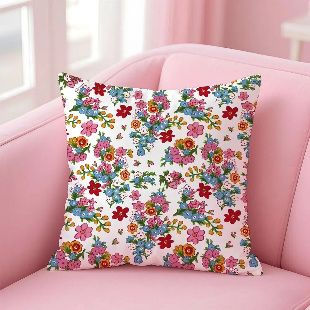 Pastoral Floral Cushion Cover With Concealed Zipper Polyester Cotton