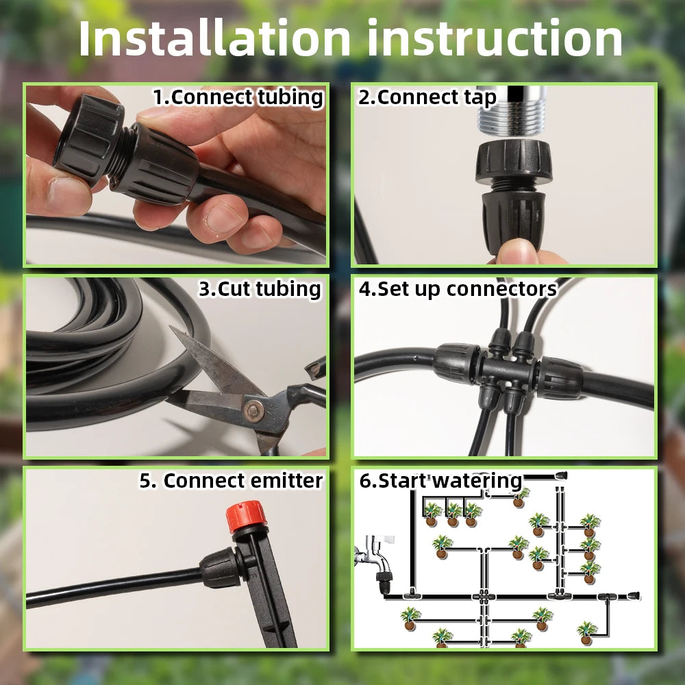 Terrawen Drip Irrigation System Kit With Locking Fittings