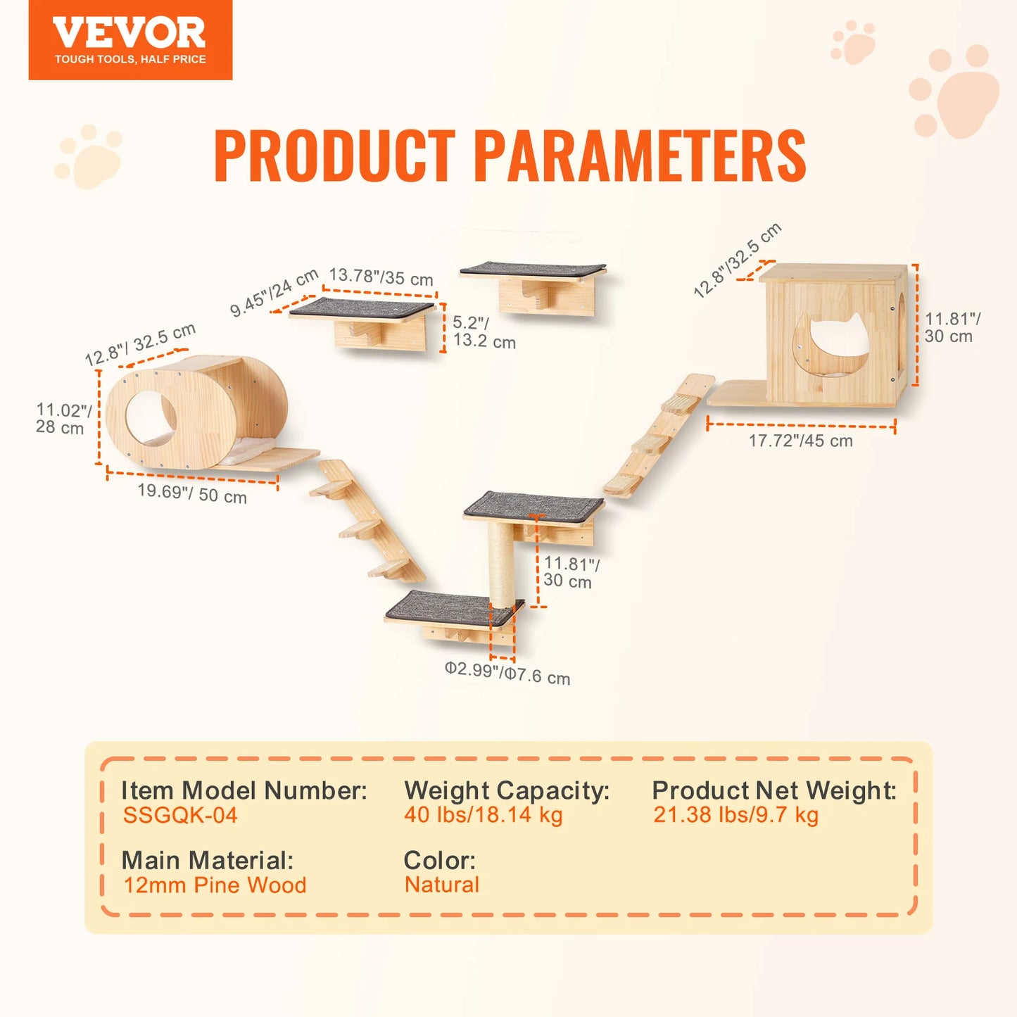 SucceBuy Double Tier Wall Mounted Cat Shelves and Perches