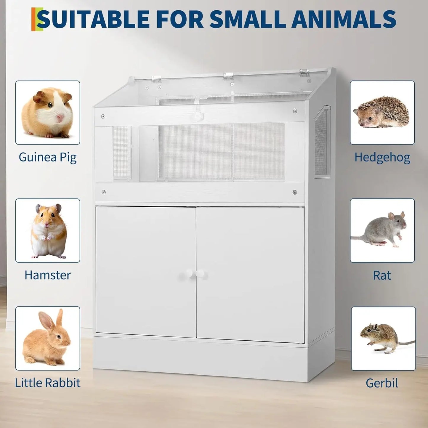 HiMISS Acrylic Animal Cage Storage Cabinet Ventilated Clean Habitat Hamster