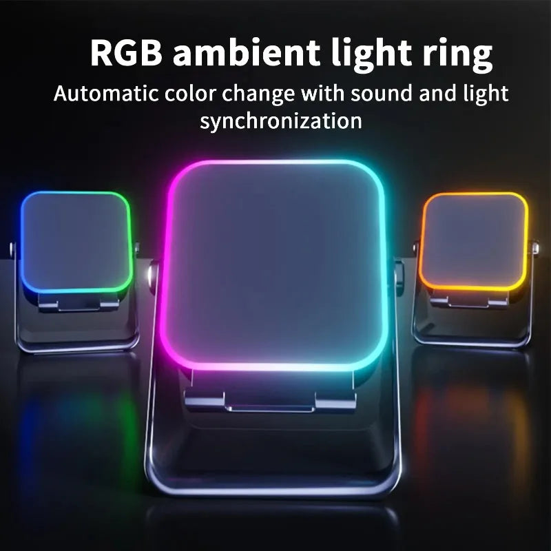 5-In-1 Auto-Induction Wireless Speaker With Phone Holder And RGB Lights