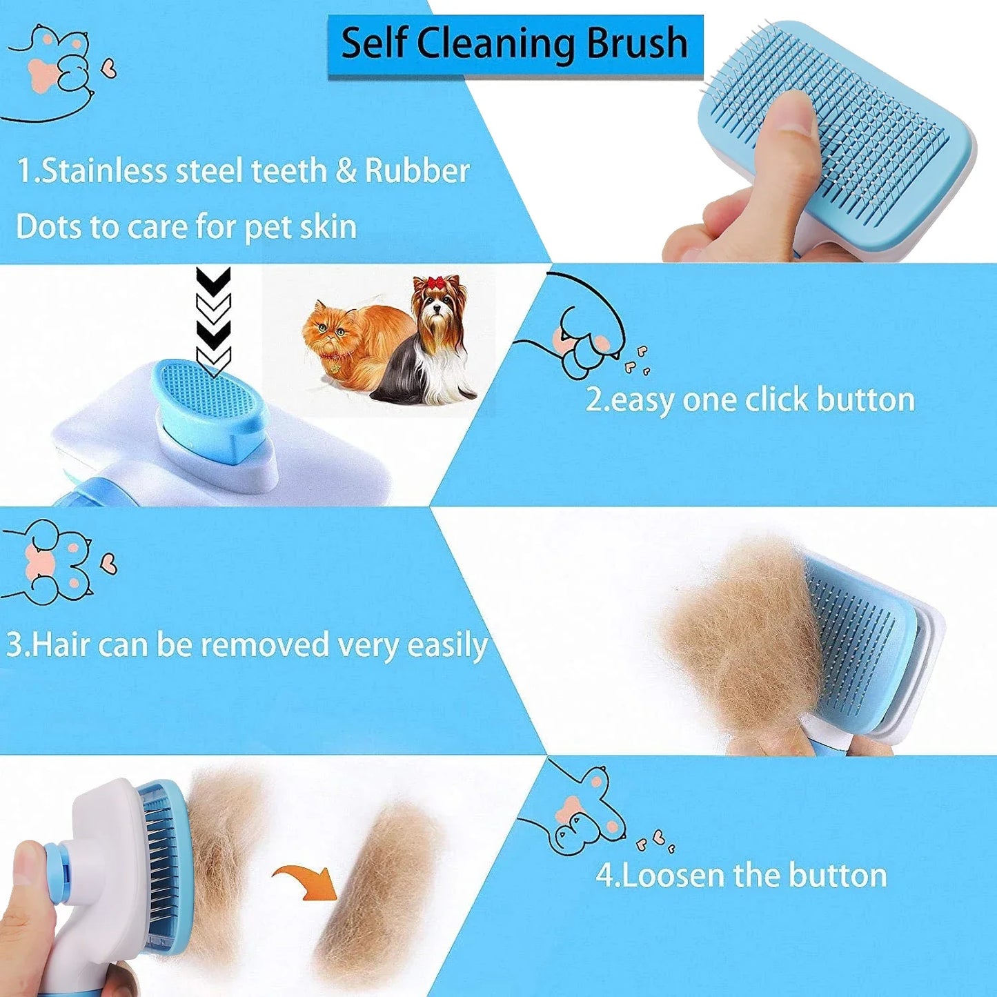 Dog Hair Remover Brush For Cats And Dogs Grooming Tool