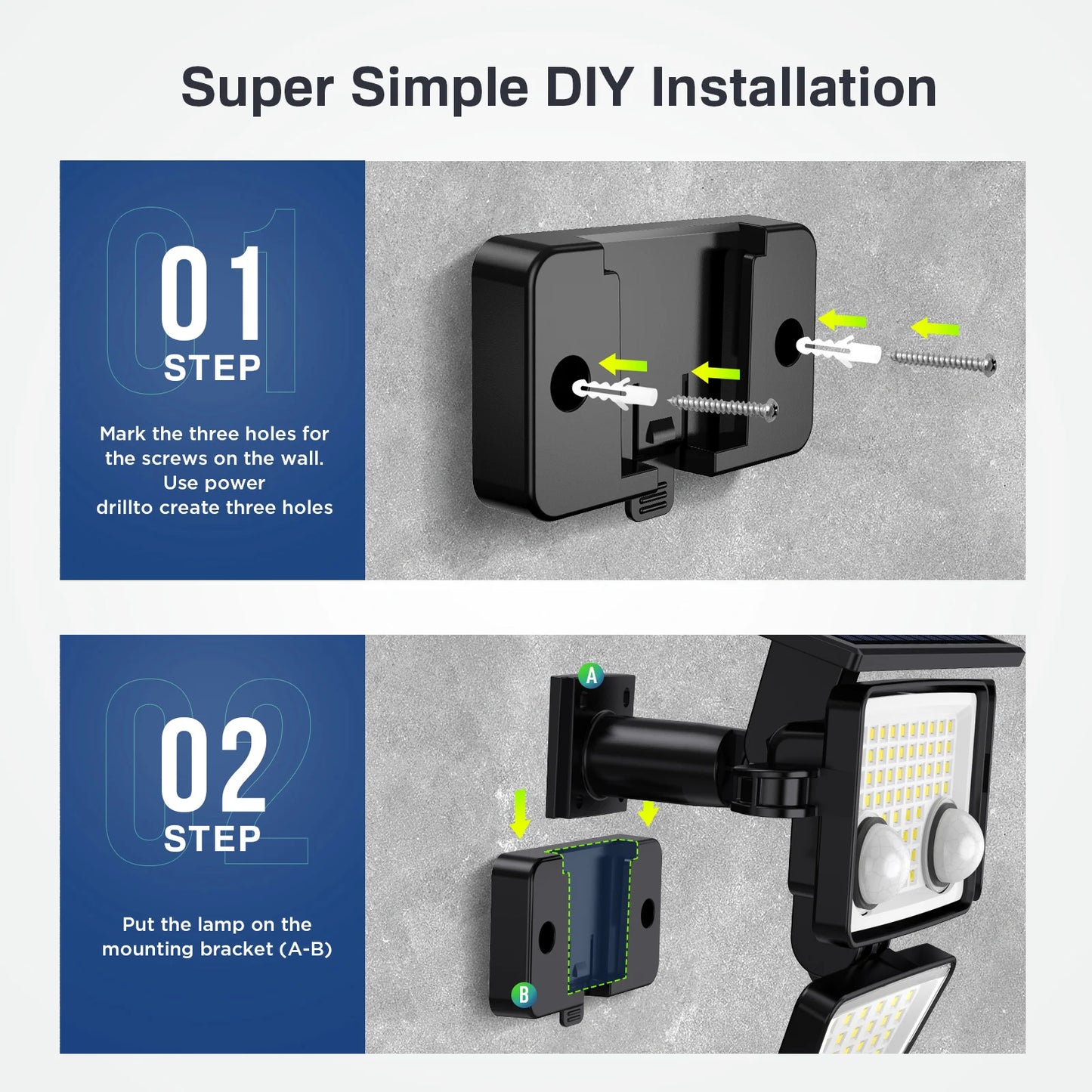 SZRSTH Solar Outdoor Lights 3000LM Motion Sensor Flood Lights