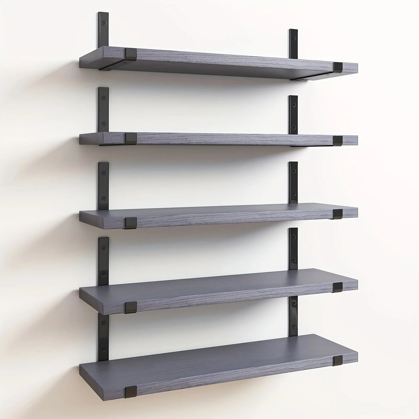 JUSFIT Bamboo Wood Floating Shelves Set of 5 Wall Shelves
