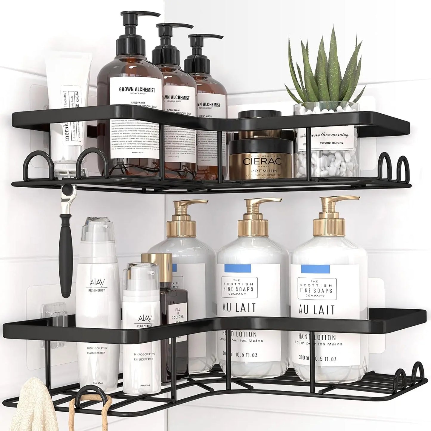 Corner Shower Caddy 2 Pack Adhesive Stainless Steel Shelves