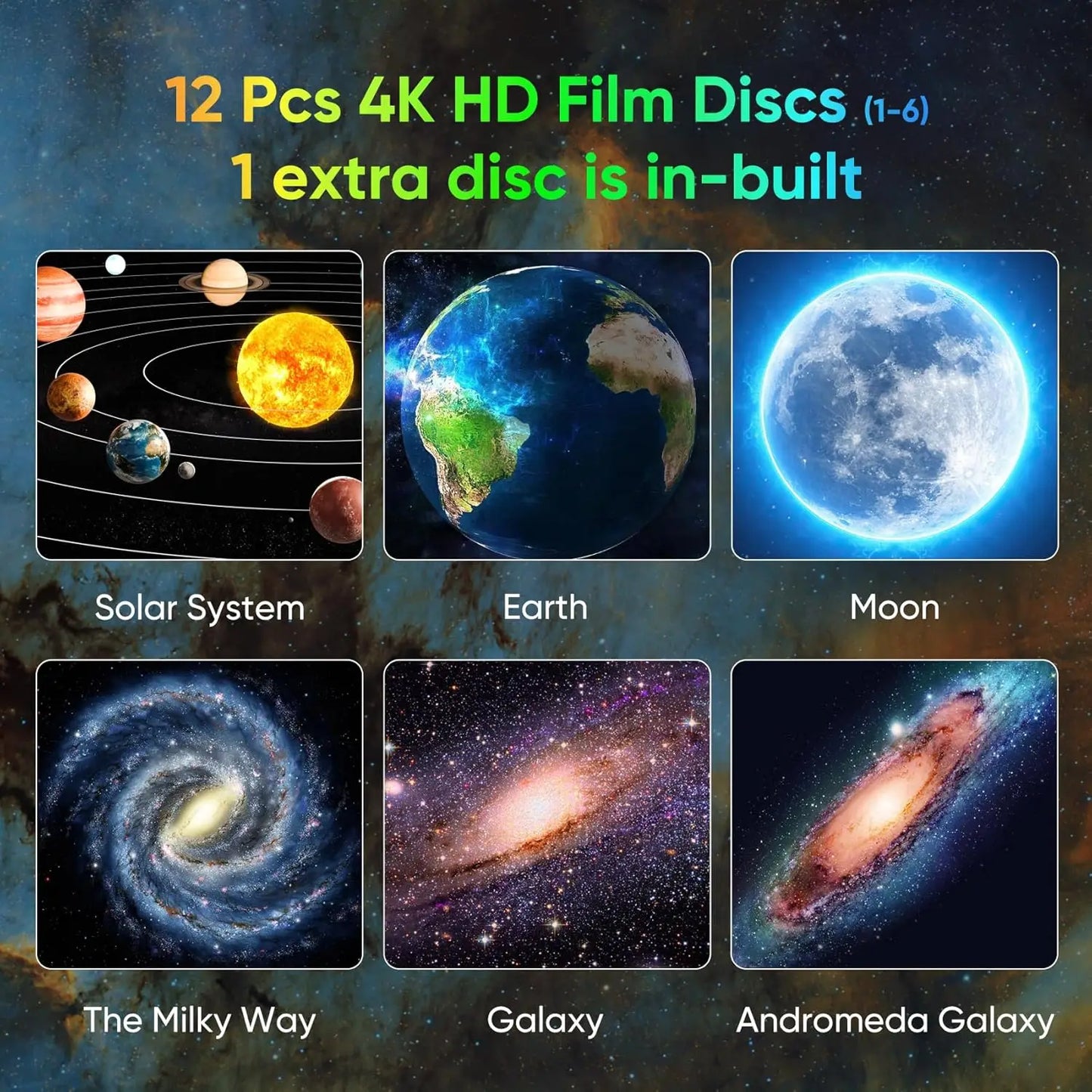 Aiopp Galaxy Projector For Bedroom With 13 Film Discs