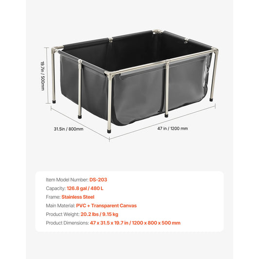 Canvas Fish Pond Above Ground PVC Koi Tank With Clear Viewing Panel