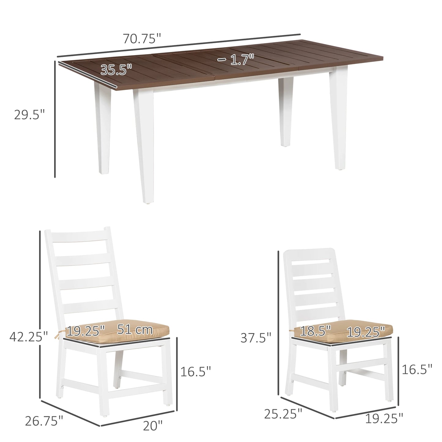 Outsunny 7 Piece Aluminum Outdoor Dining Set With Umbrella Hole