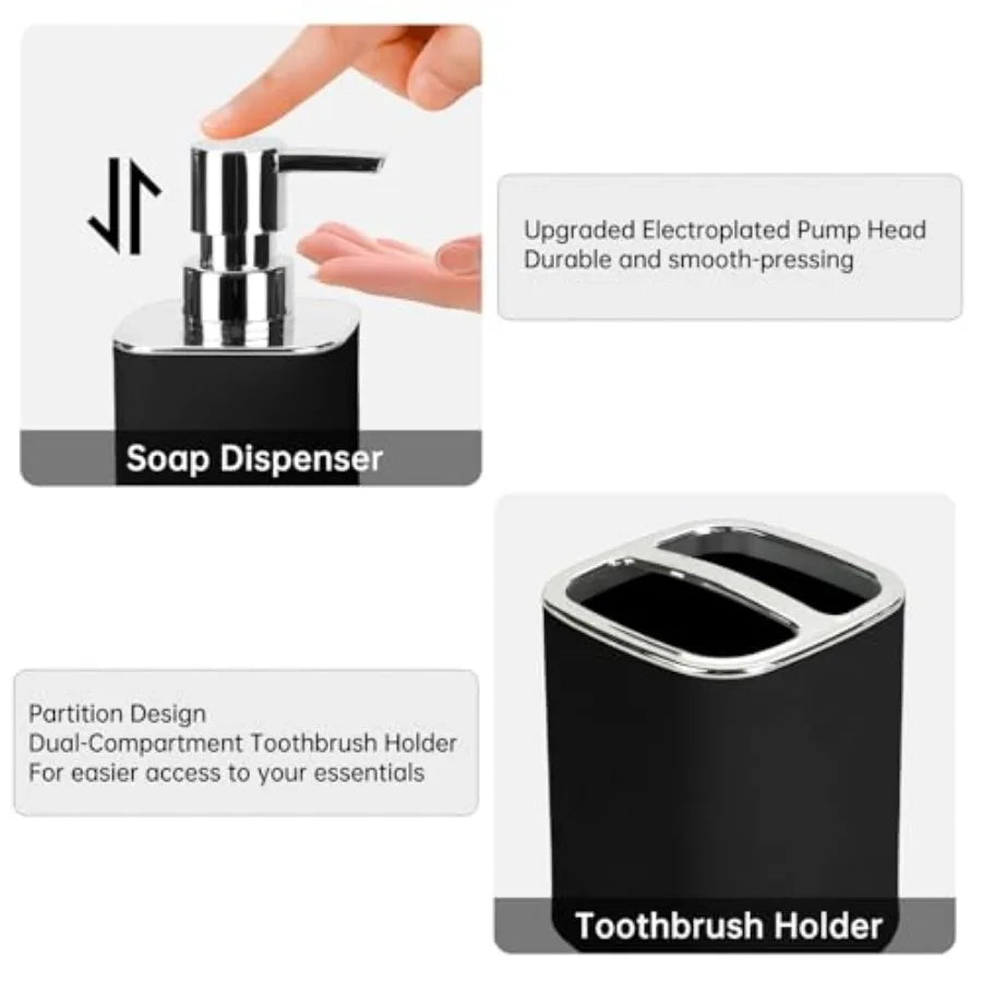 Bathroom Accessories 2-Piece Soap Dispenser And Toothbrush Holder Set