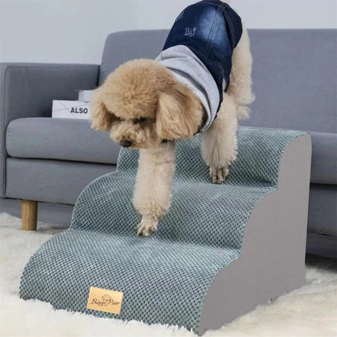 Pet Dog Steps For High Beds And Sofas With Washable Sponge Foam Cover
