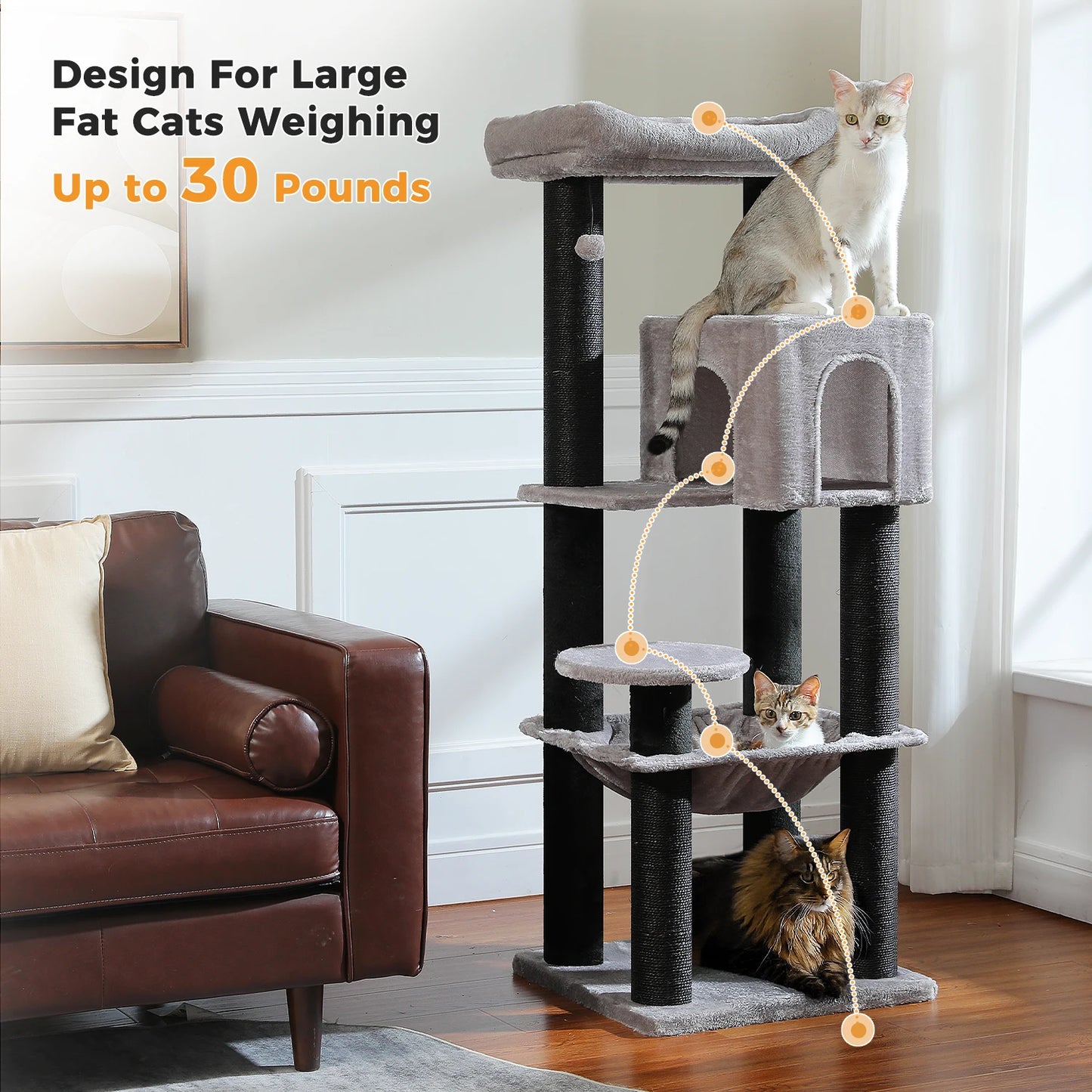 PAWZ Road Cat Tree With Thick Scratching Posts And Hammock