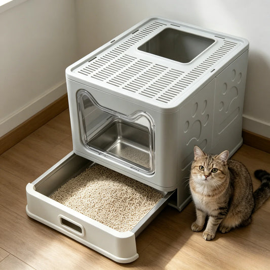 Cat Litter Box Front Entry Top Exit With Lid Scoop