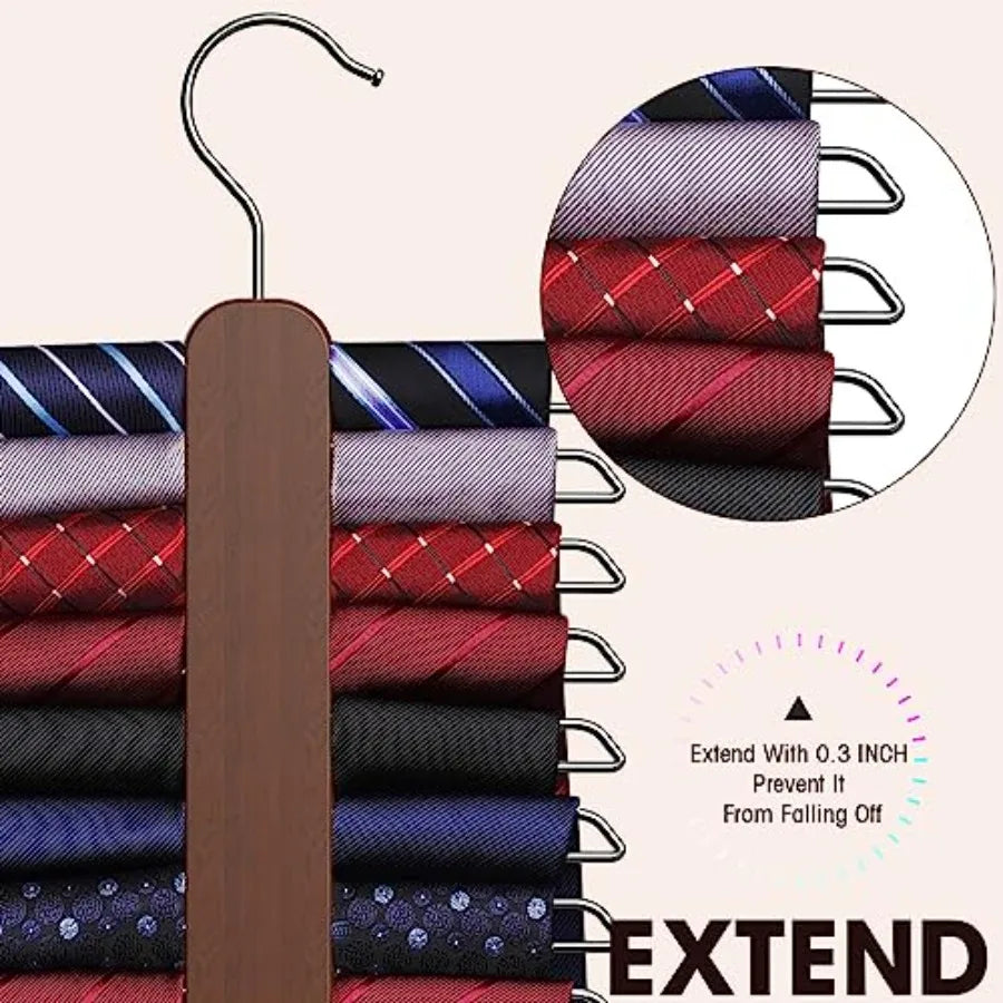 Tie Hanger For Closet Storage 360 Rotating Wooden Tie Organizer