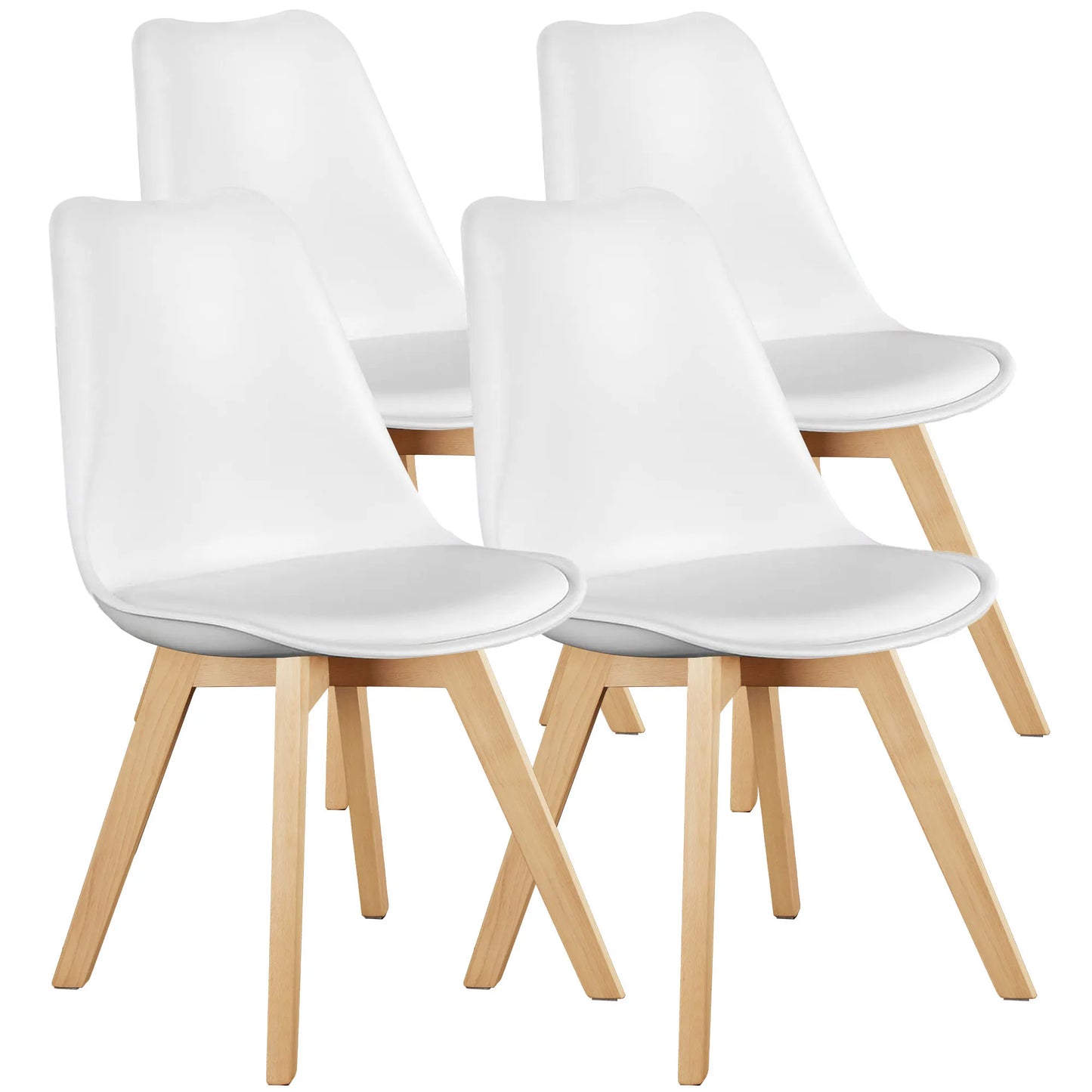JHK PU Leather Dining Chairs Set With Wooden Legs