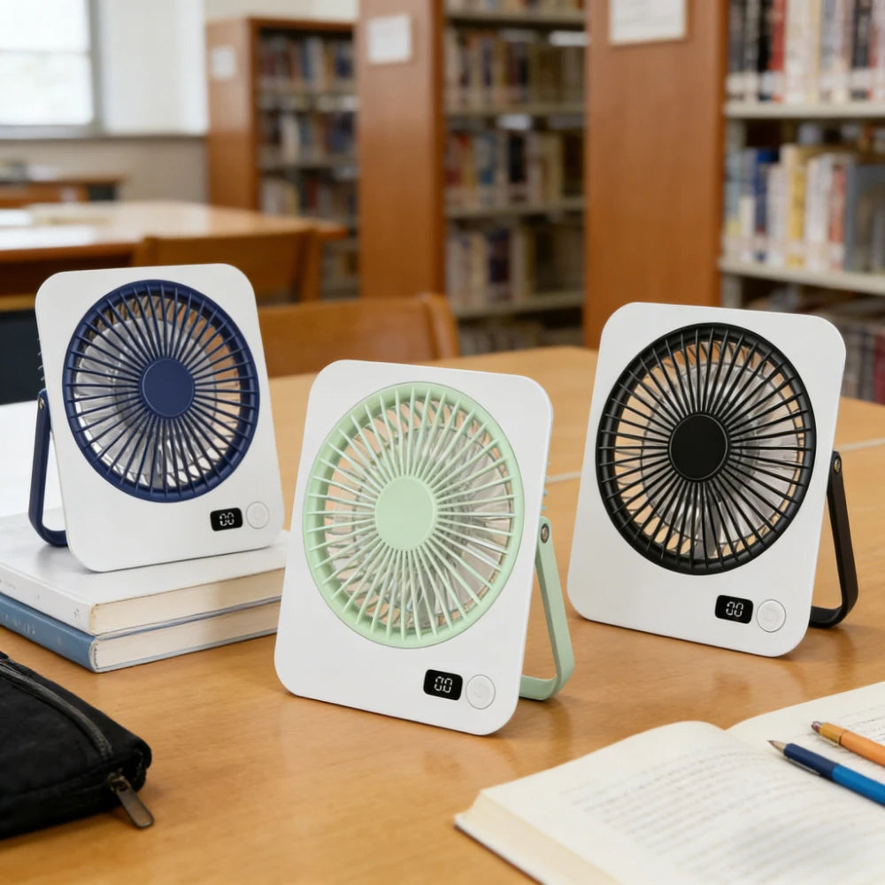 Rechargeable USB Mini Desktop Fan With 5 Speed Quiet Operation