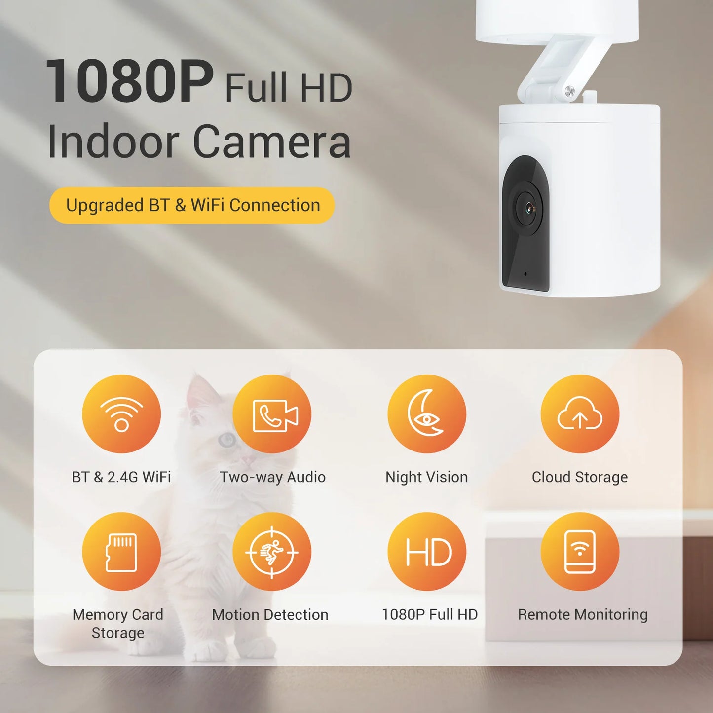 BoyKeep 1080P Indoor Security Camera Two Way Audio Motion Detection