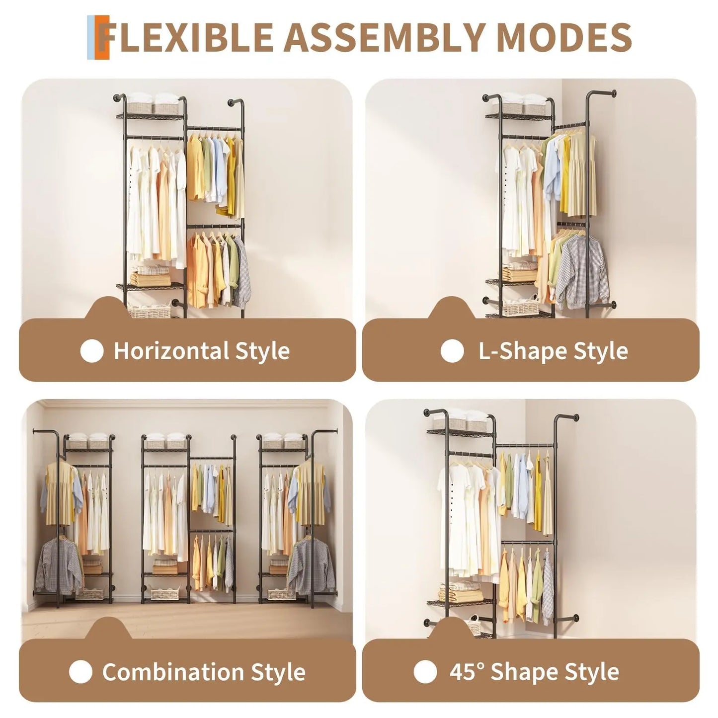 Studyset Carbon Steel Wall Mounted Clothes Rack Pipe Closet System