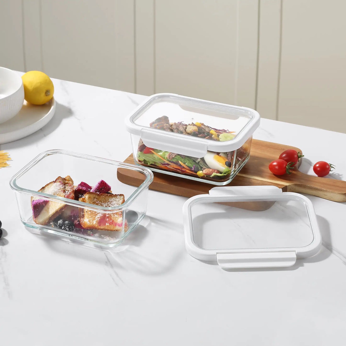 Rectangular Glass Food Storage Containers With Tritan Lids