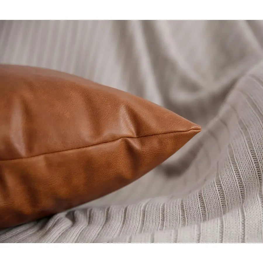 Vegan Leather Throw Pillow Covers Set Of 2 Modern Cushions