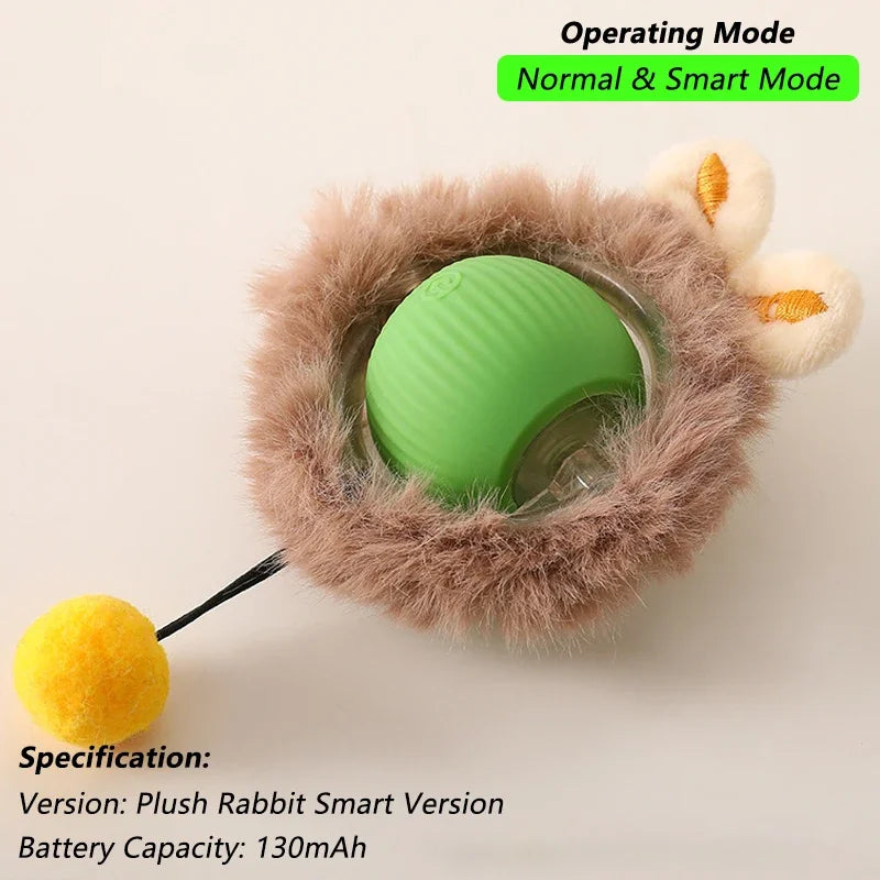 Interactive Cat Ball Toy Automatic Rolling Ball With Tail Rechargeable