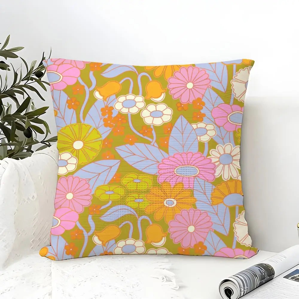 Elizabeth Olwen Modern Flowers Pillow Case Linen Cushion Cover