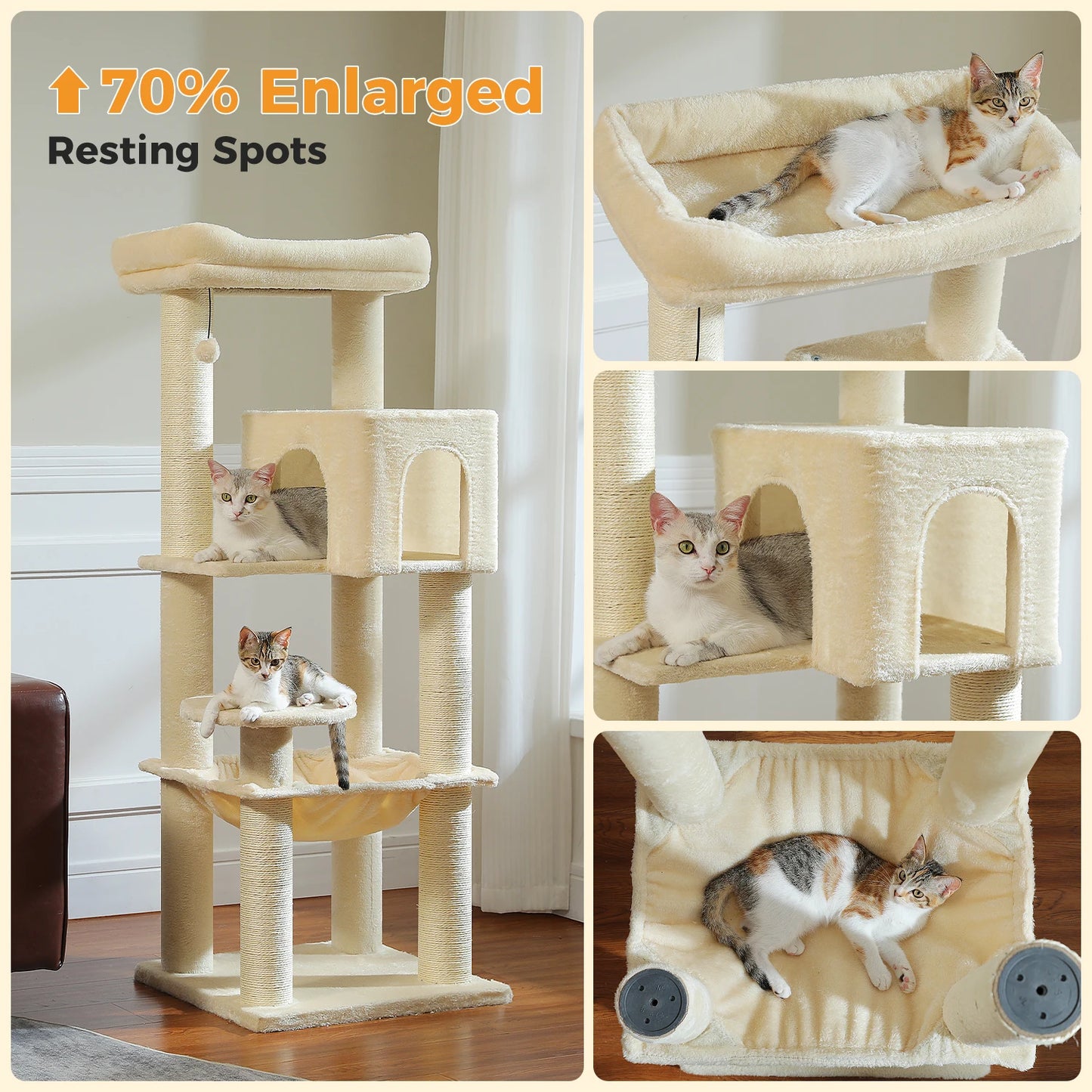 PAWZ Road Cat Tree With Thick Scratching Posts And Hammock