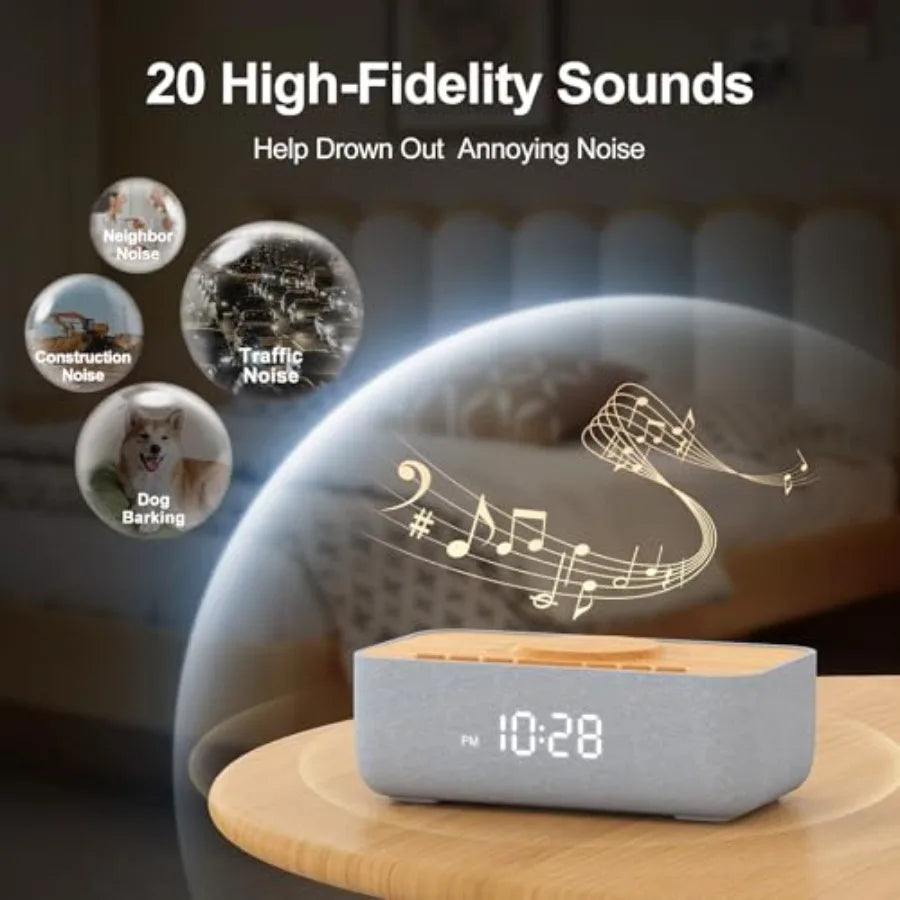 15W Magnetic Wireless Charging Alarm Clock With Noise Machine