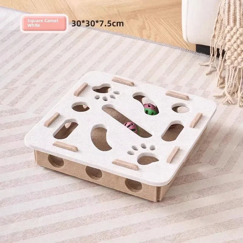 Cat Puzzle Toy Felt Box With Ball For Indoor Cats Entertainment