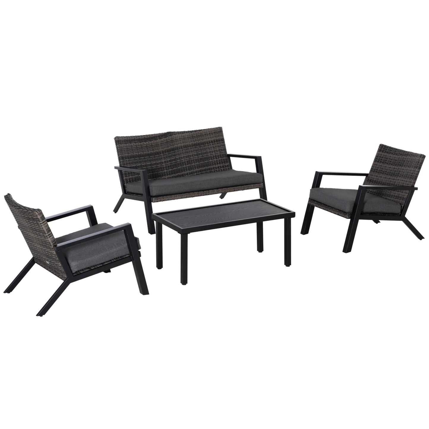 Outdoor Wicker Patio Set 4 Pieces With Table And Chairs