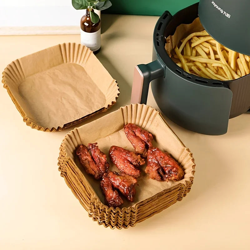 Square Silicone Air Fryer Liners Disposable Nonstick 50 100 Pack
