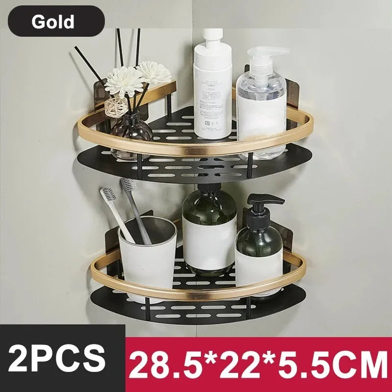 Aluminum Alloy Shower Shelf Wall Mounted No Drill