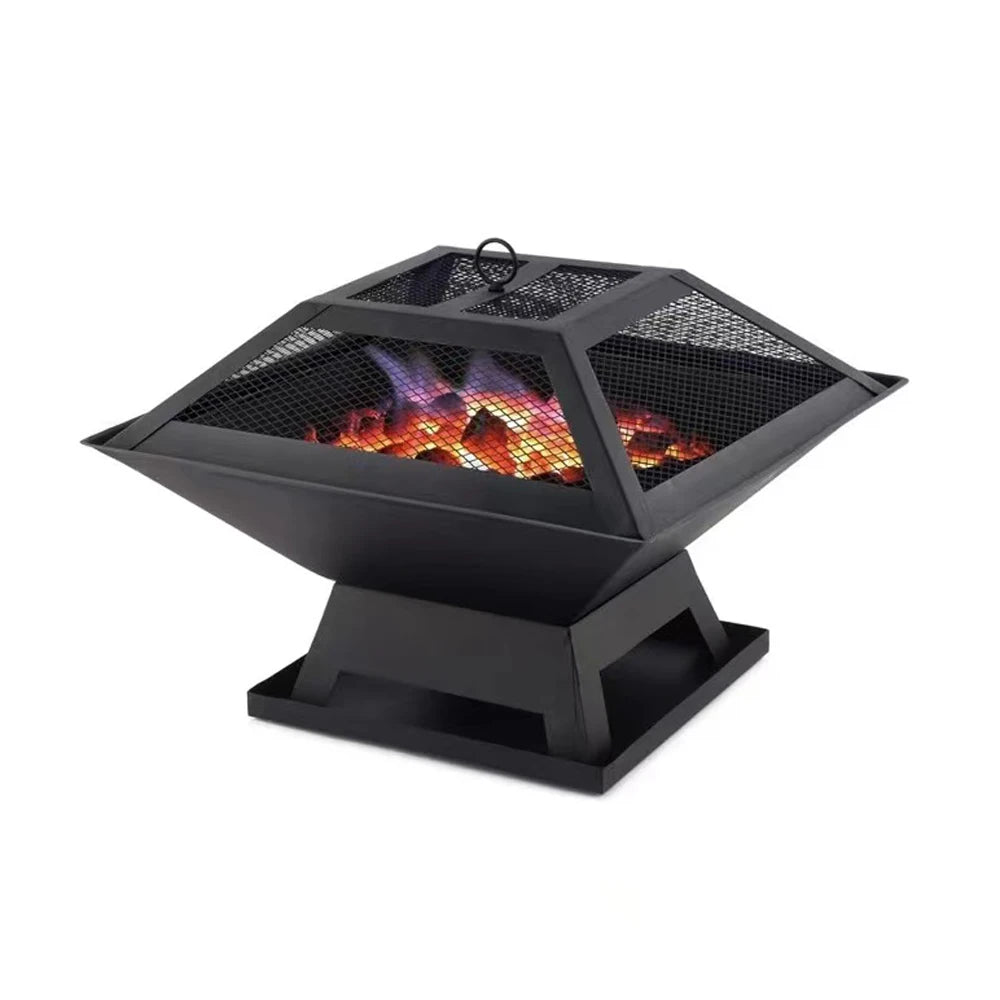 Square BBQ Grill Fire Pit Outdoor Heater Garden Patio Brazier