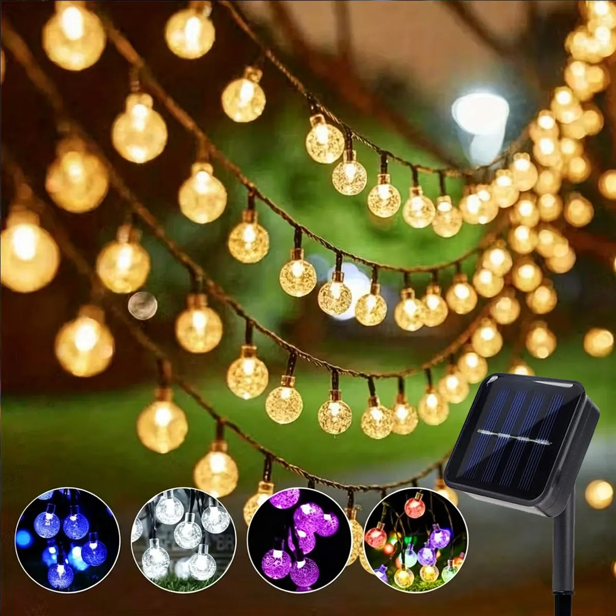Solar Powered Bubble Ball String Lights 100 LEDs Eight Modes