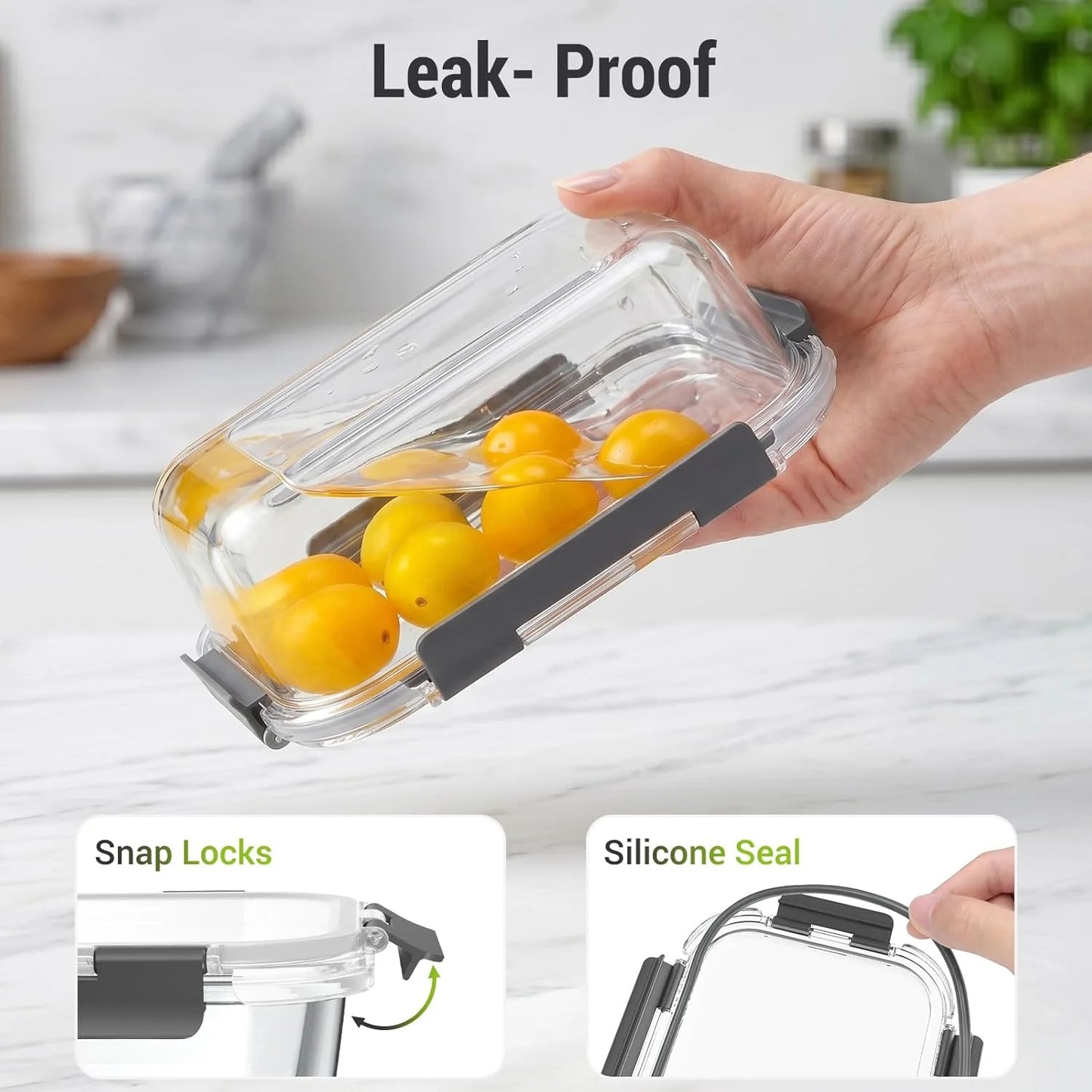 Glass Food Storage Containers With Lids, 20 Piece, 4.5 Cup And 1.5 Cup Capacity
