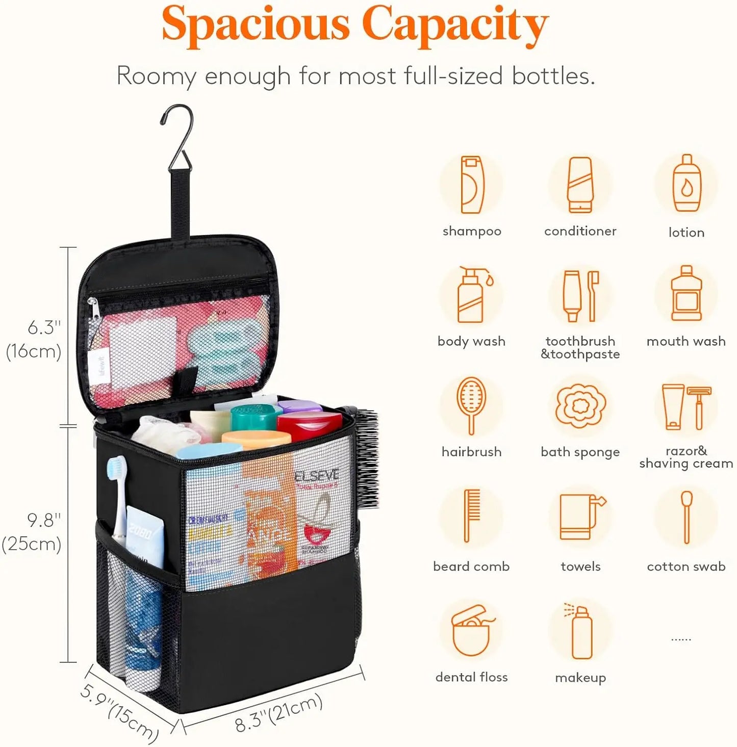Shower Bag Mesh Caddy Portable Dorm Tote for Gym Travel
